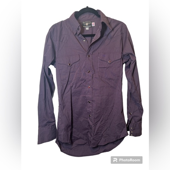 Flying R Ranchwear Ruddock Mfg company 14 1/2 33c Purple Stripe‎ Women Button - Picture 1 of 7